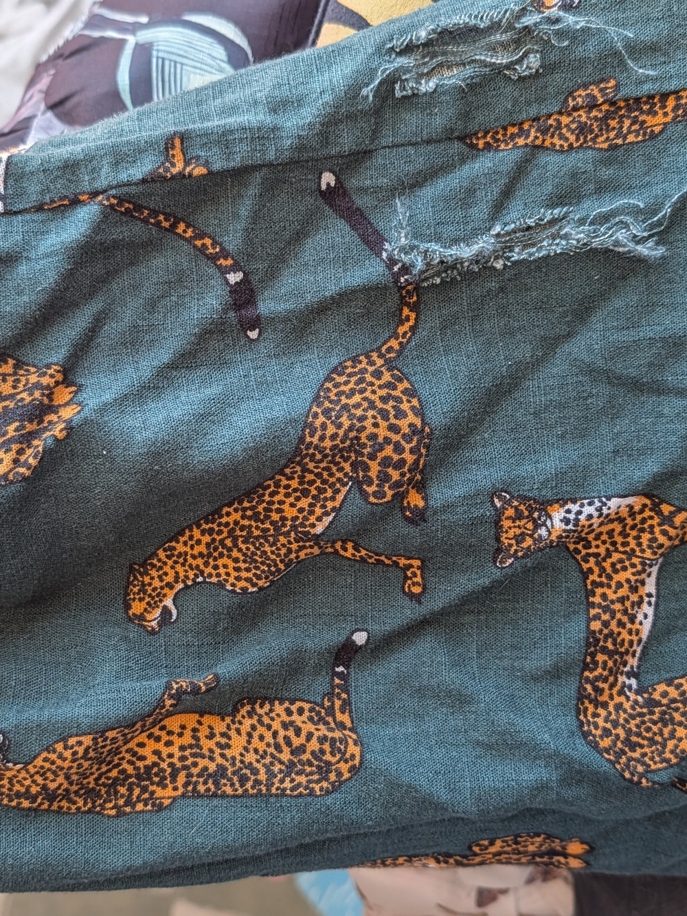 Green Cheetah Print Short-Sleeve Jumpsuit - Picture 4 of 4